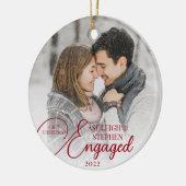 Erste Weihnachtszeit Verlobt 2 Foto - Benutzerdefi Keramik Ornament (Links)