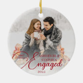 Erste Weihnachtszeit Verlobt 2 Foto - Benutzerdefi Keramik Ornament (Hinten)