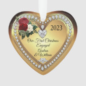 Erste Weihnachtszeit Verlobte Golddiamanten Ornament (Vorderseite)