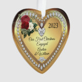 Erste Weihnachtszeit Verlobte Golddiamanten Ornament (Vorderseite)
