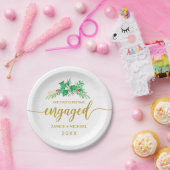 Erste Weihnachtszeit Verlobtes Goldskript-Monogram Pappteller (Party)