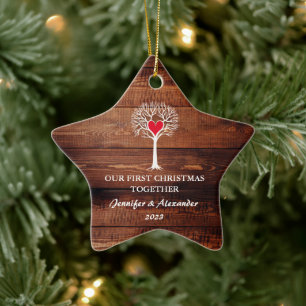 Erste Weihnachtszeit zusammen Liebe Baum rustikale Keramik Ornament