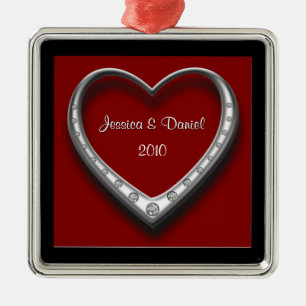 Erste Weihnachtszusammen Weihnachtsverzierung Silbernes Ornament