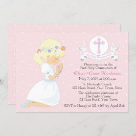 Erste weiße Tauben der heiligen Kommunion Blonde G Einladung
