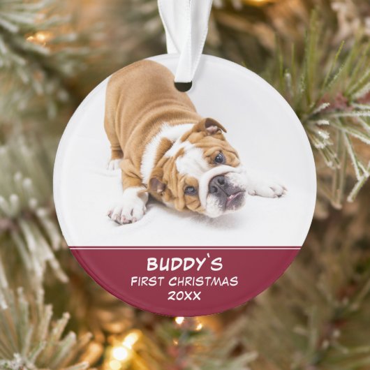 Erste Welpe Weihnachten Red Pet Foto Ornament (Baum)