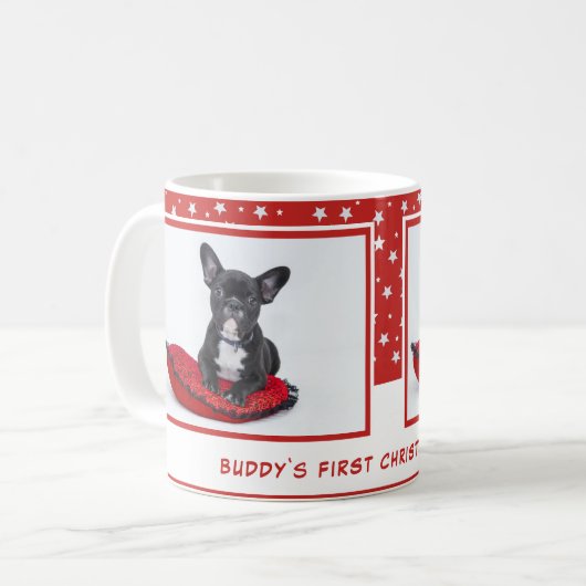 Erste Welpe Weihnachten Rotes Personalisiertes Tie Kaffeetasse (Vorderseite Links)