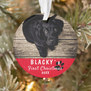 Erste Welpen-Weihnachten Niedliches Red Pet Foto Ornament