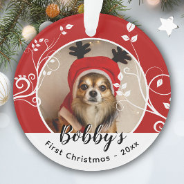 Erste Welpen Weihnachtsfolien Dogenname Foto Red Ornament
