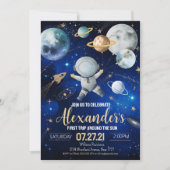 Erste Weltraumfahrt um den sonnigen Weltraum Einladung (Vorderseite)