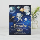 Erste Weltraumfahrt um den sonnigen Weltraum Einladung (Stehend Vorderseite)