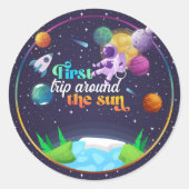 Erste Weltraumfahrt um die Sonne Runder Aufkleber (Vorderseite)
