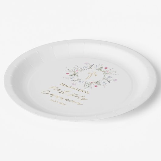 Erste Wildblumen der Heiligen Kommune Pappteller (Schrägansicht)