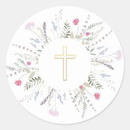 Erste Wildblumen der Heiligen Kommune Runder Aufkleber