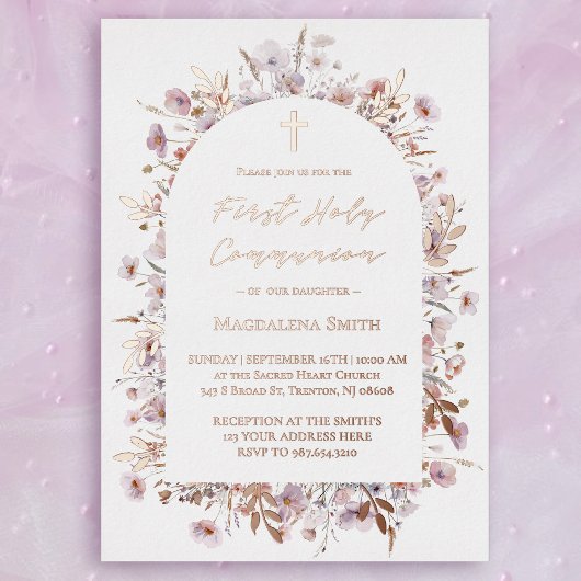 Erste Wildblumen der Heiligen Kommune silber Folieneinladung