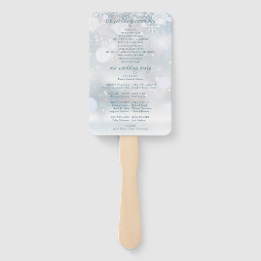 Erste Winter Snowflakes Hochzeitsprogramm Hand Fan Fächer (Rückseite)