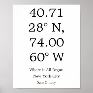 Erste Zuhause Geschenk,GPS koordiniert Karte Art,W Poster