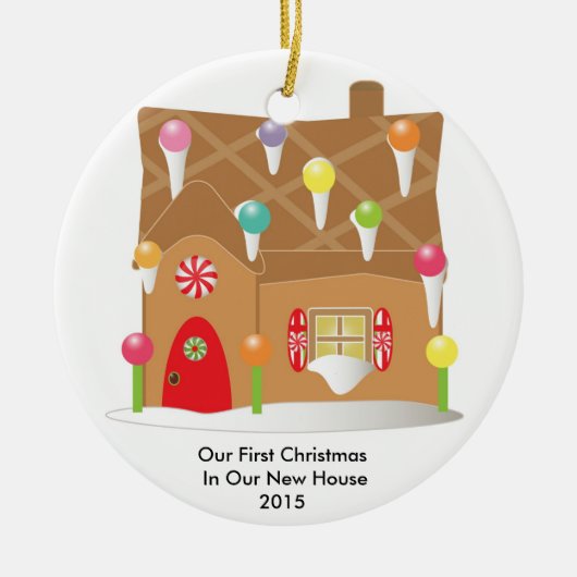 Erste Zuhause-Lebkuchen-Haus-Verzierung Keramik Ornament (Vorne)