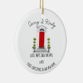 Erste Zuhause-Namen editierbare Nachrichten Keramik Ornament (Rechts)