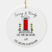 Erste Zuhause-Namen editierbare Nachrichten Keramik Ornament (Hinten)