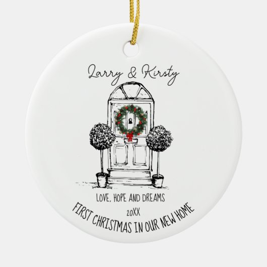 Erste Zuhause-Namen editierte Nachrichten Weihnach Keramik Ornament (Vorne)