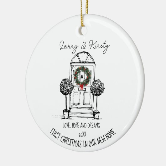 Erste Zuhause-Namen editierte Nachrichten Weihnach Keramik Ornament (Links)