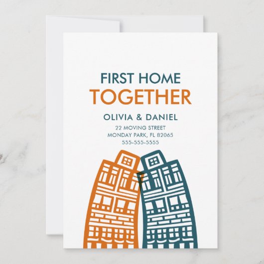 Erste Zuhause Neue Adresskarte mit Stadt zusammenf Einladung (Vorderseite)