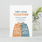 Erste Zuhause Neue Adresskarte mit Stadt zusammenf Einladung (Stehend Vorderseite)