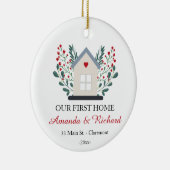 Erste Zuhause personalisierte Sake Weihnachten Keramik Ornament (Rechts)