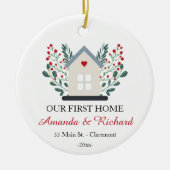 Erste Zuhause personalisierte Sake Weihnachten Keramik Ornament (Vorne)