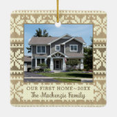 Erste Zuhause Snowflake Sweater Foto Personalisier Keramikornament (Rückseite)