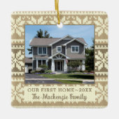 Erste Zuhause Snowflake Sweater Foto Personalisier Keramikornament (Vorderseite)