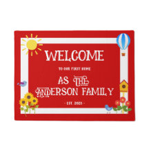 Erste Zuhause Welcome Typografy Sunflower Red Whit