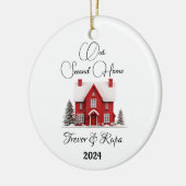 Erste/Zweite Weihnachtsfeier auf neuer Zuhause Keramik Ornament (Links)