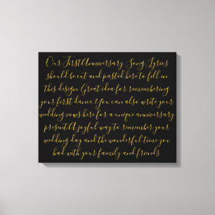 Ersteinzeit-Song-Texte-Jubiläumsgeschenk neu Leinwanddruck
