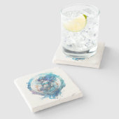 Erstelle Dein Eigenes Aquarell Wassermann Steinuntersetzer (Seitenansicht)