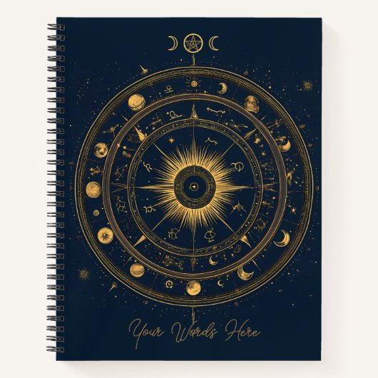 Erstelle Dein eigenes Blau & Gold Celestial Wheel Notizblock (Vorderseite)