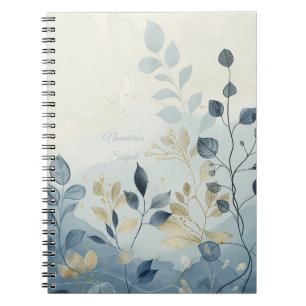 Erstelle dein eigenes Blau- und Beige-Blumen-Minim Notizblock