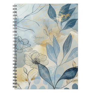 Erstelle Dein eigenes Blau und Gold Floral Minimal Notizblock