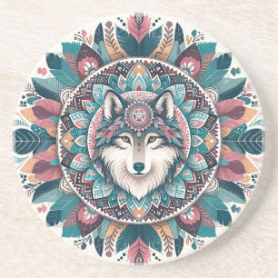 Erstelle Dein eigenes Boho-totemisches Wolf-Mandal Getränkeuntersetzer