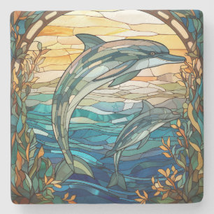 Erstelle Dein eigenes Buntglas-Motiv: Delphin-Mutt Steinuntersetzer