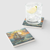 Erstelle Dein eigenes Buntglas-Segelschiff Steinuntersetzer (Seitenansicht)