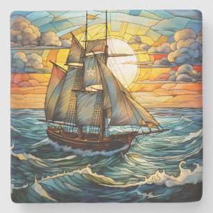 Erstelle Dein eigenes Buntglas-Segelschiff Steinuntersetzer
