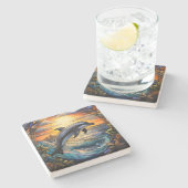 Erstelle Dein eigenes falsches Buntglas Delfin Mor Steinuntersetzer (Seitenansicht)