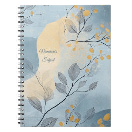 Erstelle Dein eigenes Goldenes Blaues Florales Min Notizblock