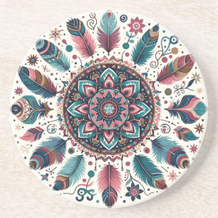 Erstelle Dein eigenes mehrfarbiges Boho-Mandala Getränkeuntersetzer