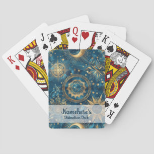 Erstelle Dein eigenes mystisches blau-goldenes Him Spielkarten