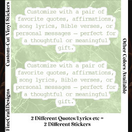 Erstelle Dein eigenes Paar Custom Quote Verse Grn  Aufkleber