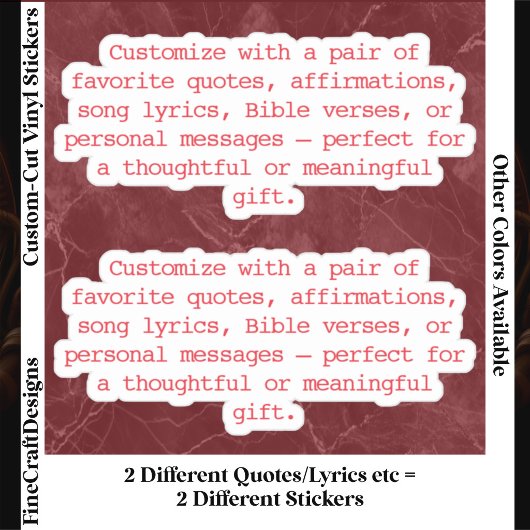 Erstelle Dein eigenes Paar Custom Quote Verse Red Aufkleber