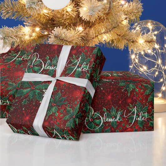 Erstelle Dein eigenes Rot Grün Winter Yule Stechpa Geschenkpapier (Feiertage)