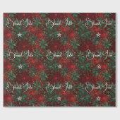 Erstelle Dein eigenes Rot Grün Winter Yule Stechpa Geschenkpapier (Flach)